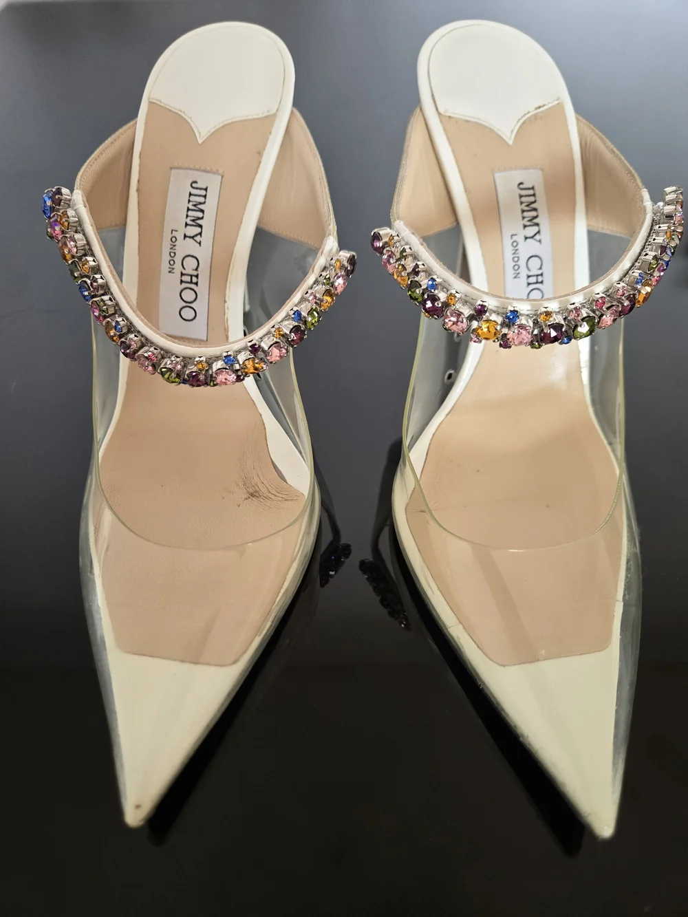 Jimmy Choo Bing 100 Crystal Plexi Mules